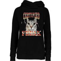 Cat Meme Certified Freak Eat Cement Cursed Cat Womens Funnel Neck Pullover Hood