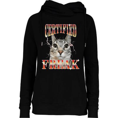 Cat Meme Certified Freak Eat Cement Cursed Cat Womens Funnel Neck Pullover Hood