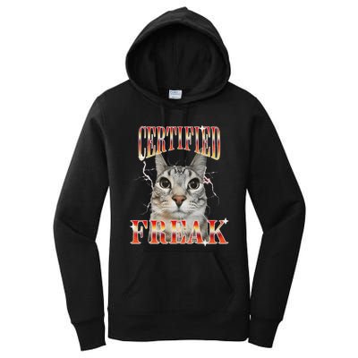 Cat Meme Certified Freak Eat Cement Cursed Cat Women's Pullover Hoodie