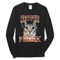 Cat Meme Certified Freak Eat Cement Cursed Cat Tall Long Sleeve T-Shirt