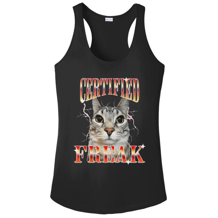 Cat Meme Certified Freak Eat Cement Cursed Cat Ladies PosiCharge Competitor Racerback Tank