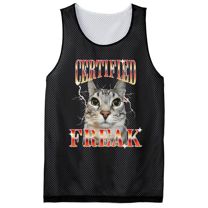 Cat Meme Certified Freak Eat Cement Cursed Cat Mesh Reversible Basketball Jersey Tank