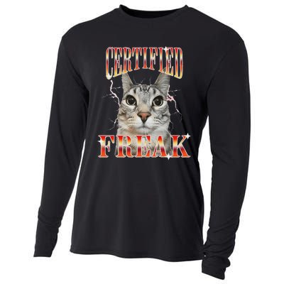 Cat Meme Certified Freak Eat Cement Cursed Cat Cooling Performance Long Sleeve Crew