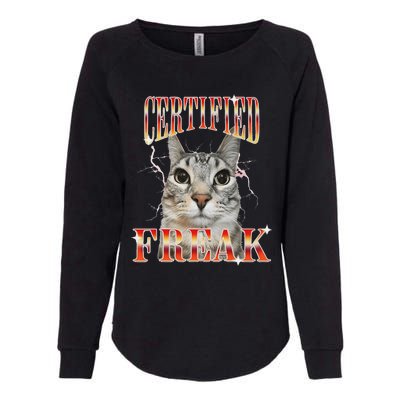 Cat Meme Certified Freak Eat Cement Cursed Cat Womens California Wash Sweatshirt