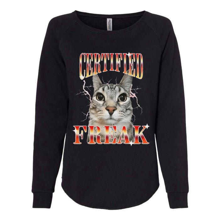 Cat Meme Certified Freak Eat Cement Cursed Cat Womens California Wash Sweatshirt