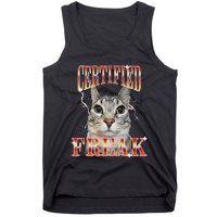 Cat Meme Certified Freak Eat Cement Cursed Cat Tank Top