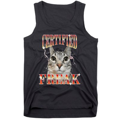 Cat Meme Certified Freak Eat Cement Cursed Cat Tank Top