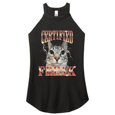 Cat Meme Certified Freak Eat Cement Cursed Cat Women's Perfect Tri Rocker Tank