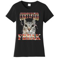 Cat Meme Certified Freak Eat Cement Cursed Cat Women's T-Shirt