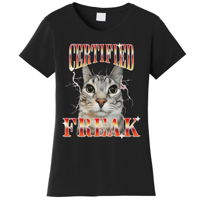 Cat Meme Certified Freak Eat Cement Cursed Cat Women's T-Shirt