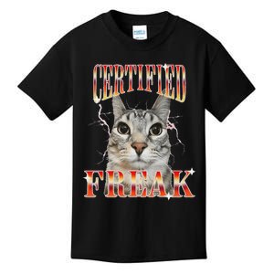 Cat Meme Certified Freak Eat Cement Cursed Cat Kids T-Shirt