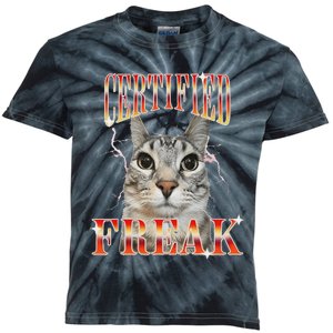 Cat Meme Certified Freak Eat Cement Cursed Cat Kids Tie-Dye T-Shirt