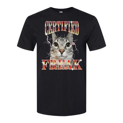 Cat Meme Certified Freak Eat Cement Cursed Cat Softstyle CVC T-Shirt