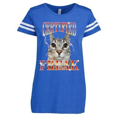 Cat Meme Certified Freak Eat Cement Cursed Cat Enza Ladies Jersey Football T-Shirt