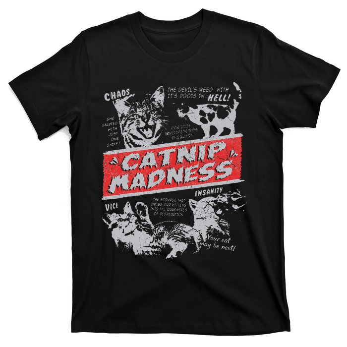 Catnip Madness Cute Kitten Funny Cat Women Vintage T-Shirt