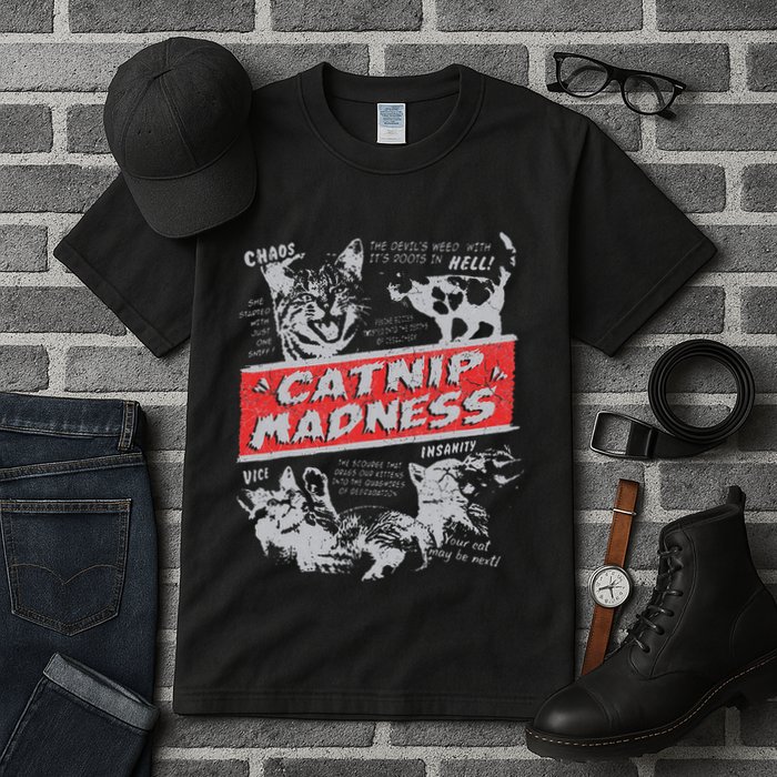 Catnip Madness Cute Kitten Funny Cat Women Vintage Tall T-Shirt