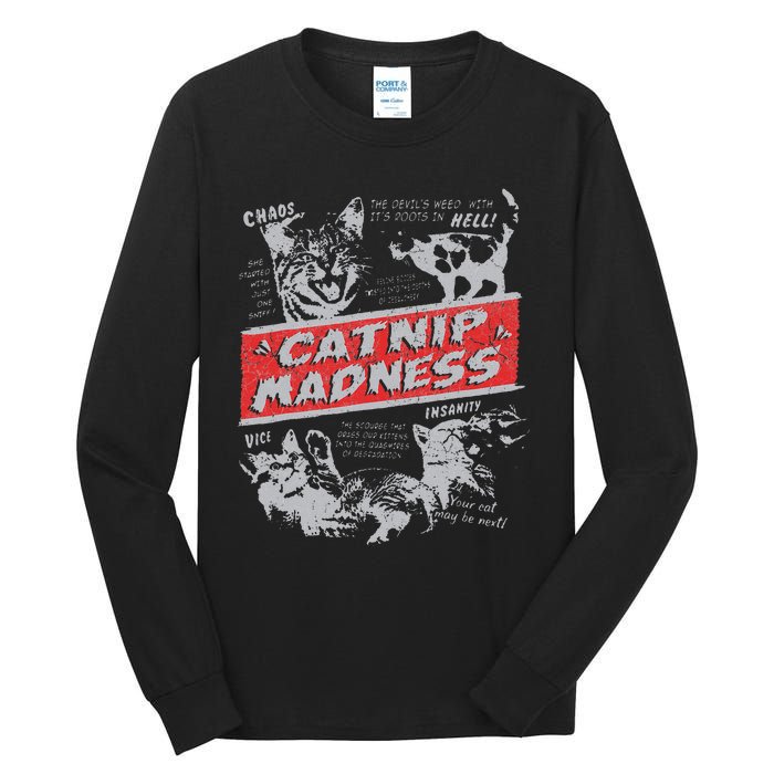 Catnip Madness Cute Kitten Funny Cat Women Vintage Tall Long Sleeve T-Shirt