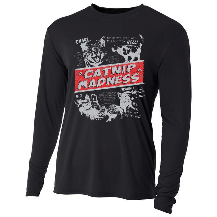 Catnip Madness Cute Kitten Funny Cat Women Vintage Cooling Performance Long Sleeve Crew