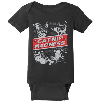 Catnip Madness Cute Kitten Funny Cat Women Vintage Baby Bodysuit