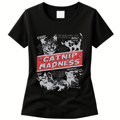 Catnip Madness Cute Kitten Funny Cat Women Vintage Womens T-Shirt