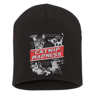 Catnip Madness Cute Kitten Funny Cat Women Vintage Short Acrylic Beanie