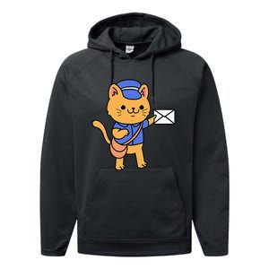 Cat Mail Carrier Gift For Mailman Performance Fleece Hoodie