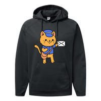 Cat Mail Carrier Gift For Mailman Performance Fleece Hoodie