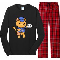 Cat Mail Carrier Gift For Mailman Long Sleeve Pajama Set