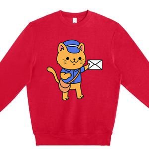 Cat Mail Carrier Gift For Mailman Premium Crewneck Sweatshirt