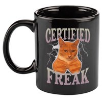 Cat Meme Certified Freak 11oz C Handle Ceramic Mug