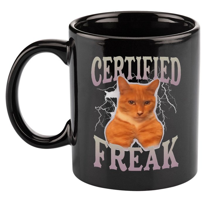 Cat Meme Certified Freak 11oz C Handle Ceramic Mug