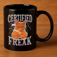 Cat Meme Certified Freak 11oz C Handle Ceramic Mug
