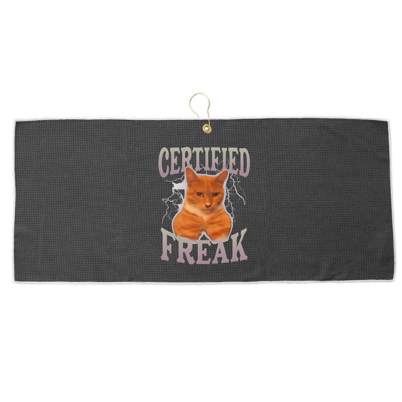 Cat Meme Certified Freak Large Microfiber Waffle Golf Towel