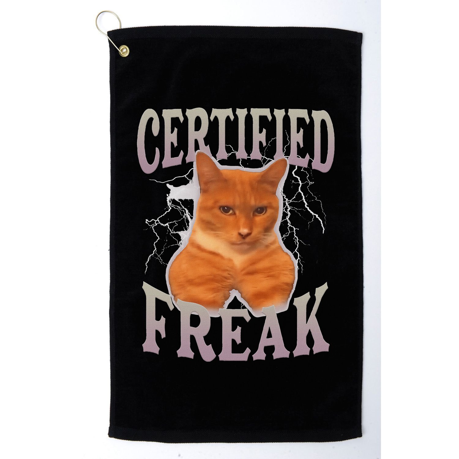 Cat Meme Certified Freak Golf Towel