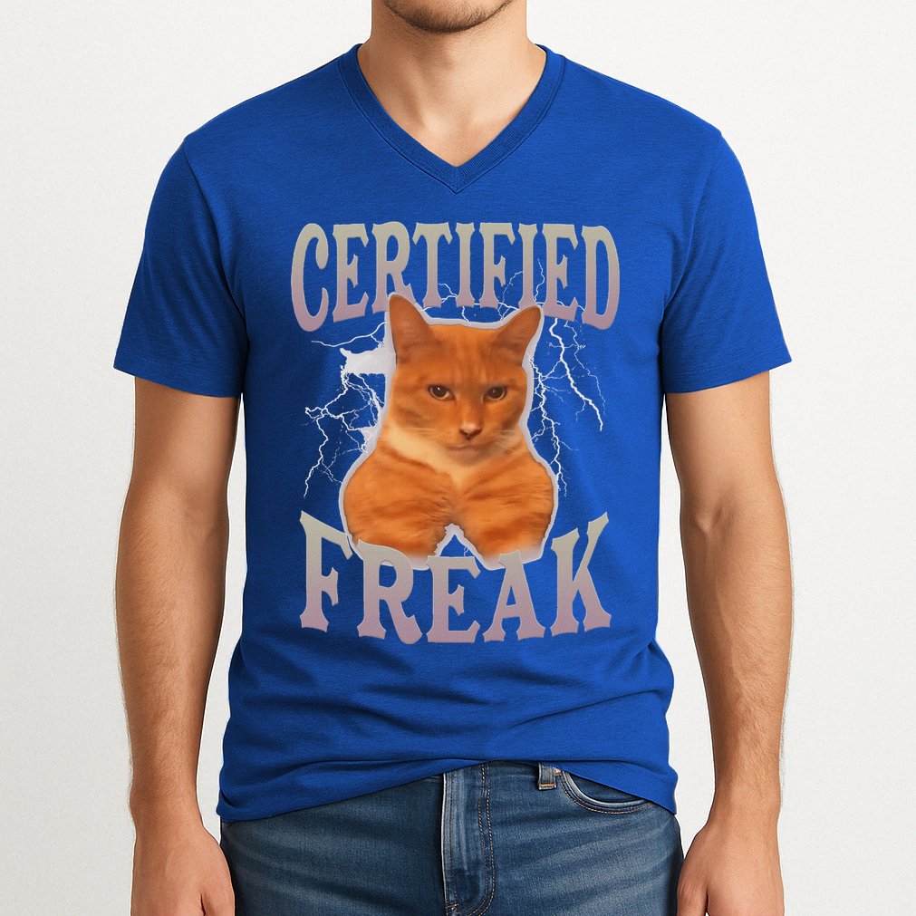 Cat Meme Certified Freak V-Neck T-Shirt