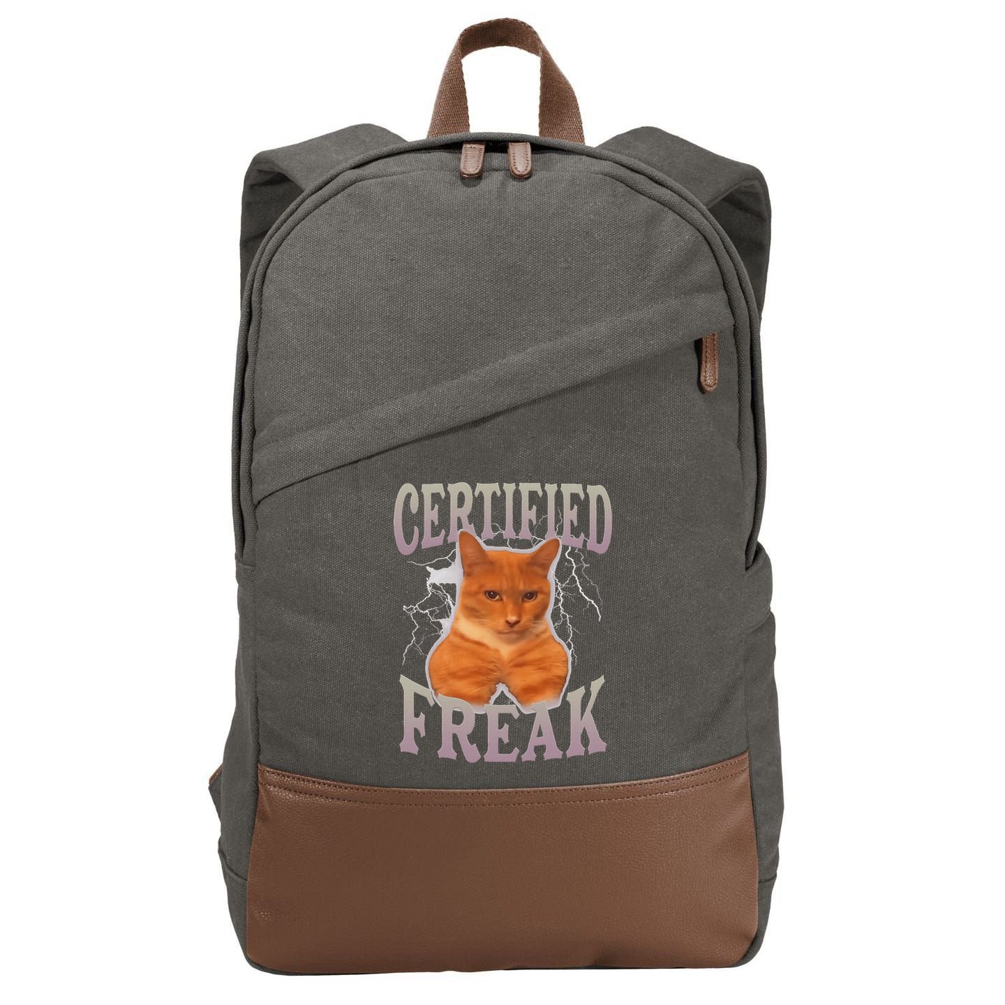 Cat Meme Certified Freak Cotton Canvas Backpack