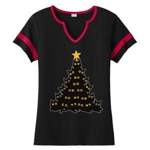 Christmas Meow Cute Cat Ladies Halftime Notch Neck Tee