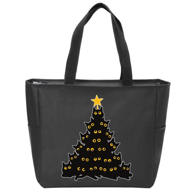 Christmas Meow Cute Cat Zip Tote Bag