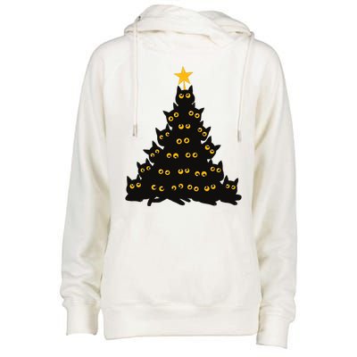 Christmas Meow Cute Cat Womens Funnel Neck Pullover Hood