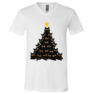 Christmas Meow Cute Cat V-Neck T-Shirt