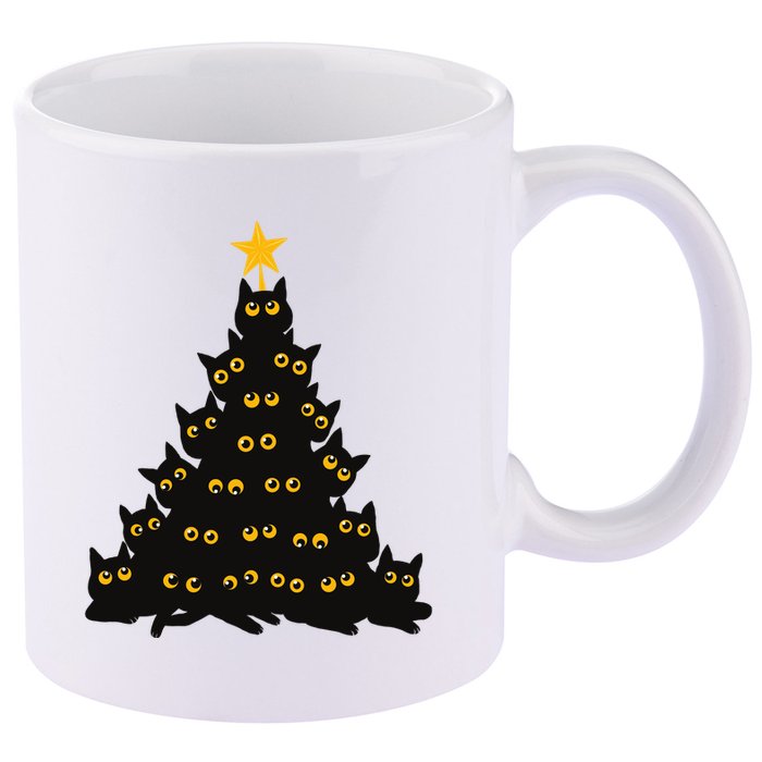 Christmas Meow Cute Cat 11oz C Handle Ceramic Mug