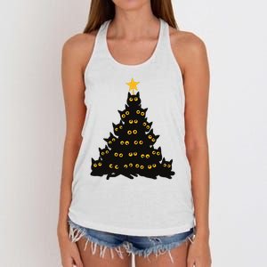 Christmas Meow Cute Cat Women's Knotted Racerback Tank