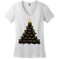 Christmas Meow Cute Cat Women's V-Neck T-Shirt