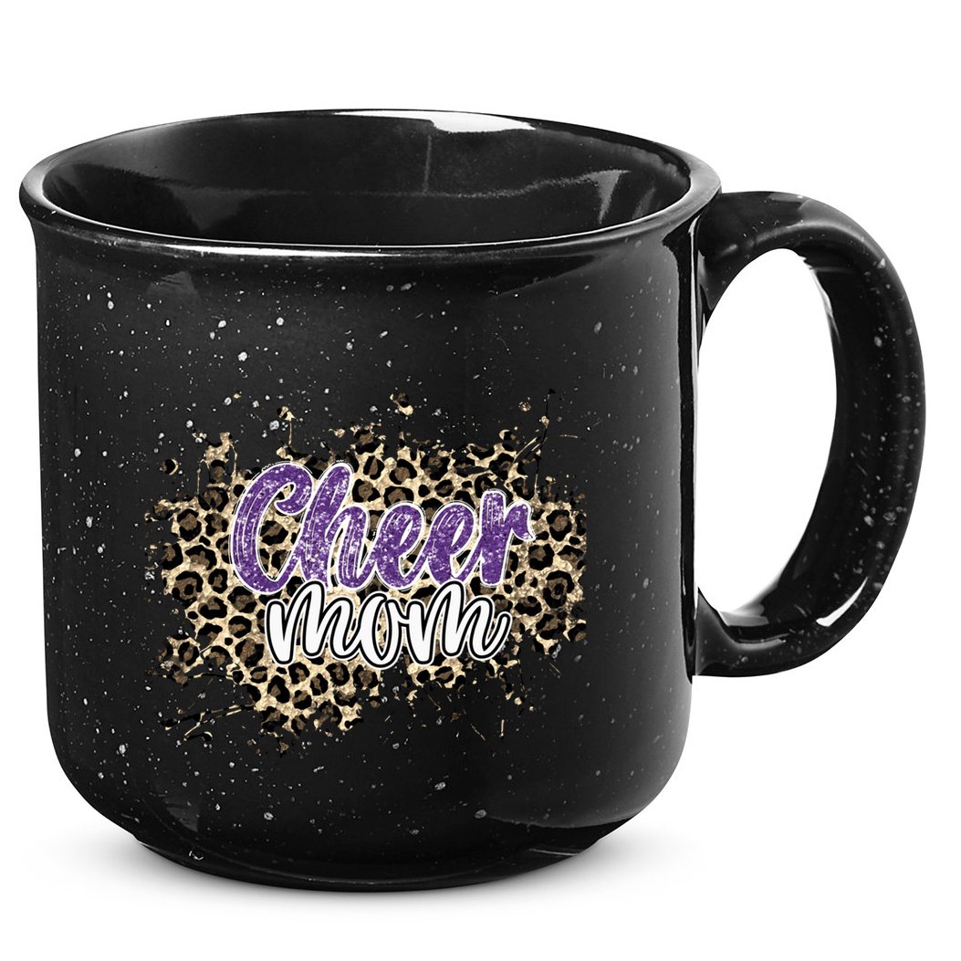 Cheer Mom Cool Gift Leopard Cheetah Print Purple Cheer Cute Gift 15oz Campfire Ceramic Mug