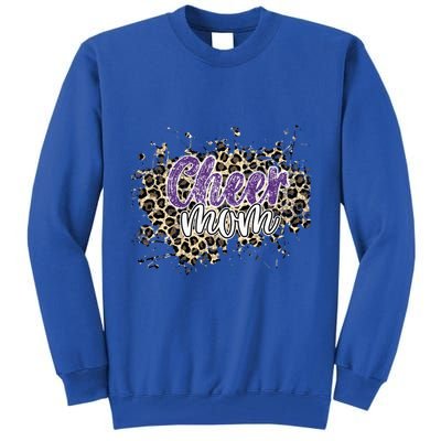 Cheer Mom Cool Gift Leopard Cheetah Print Purple Cheer Cute Gift Tall Sweatshirt
