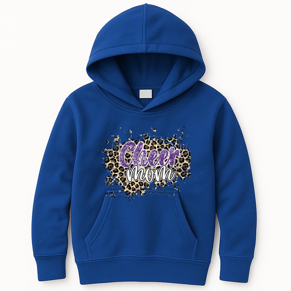 Cheer Mom Cool Gift Leopard Cheetah Print Purple Cheer Cute Gift Kids Hoodie