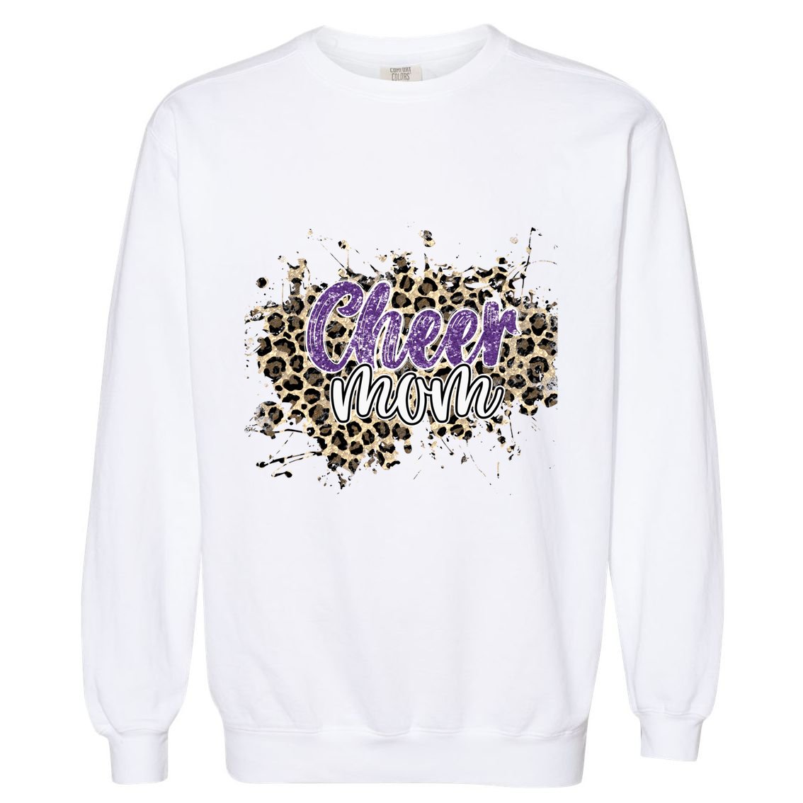 Cheer Mom Cool Gift Leopard Cheetah Print Purple Cheer Cute Gift Garment-Dyed Sweatshirt