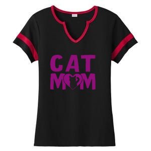 Cat Mom Ladies Halftime Notch Neck Tee