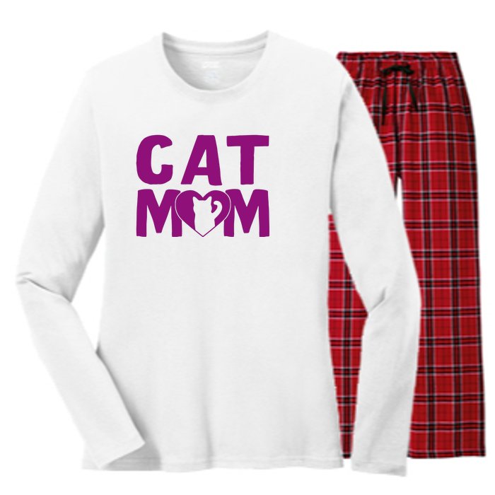 Cat Mom Women's Long Sleeve Flannel Pajama Set 