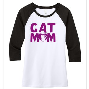 Cat Mom Women's Tri-Blend 3/4-Sleeve Raglan Shirt